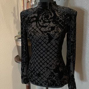 Authentic Balmain H&M Silk Blend Black Velvet Blouse